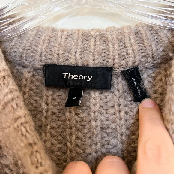 Theory Alpaca Blend Crew Neck Brown Knit Bohemian Classic Designer Sweater P - Picture 4 of 7